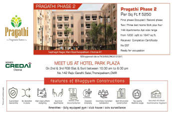 Own ready to occupy apartments at Bhaggyam Pragathi in Chennai